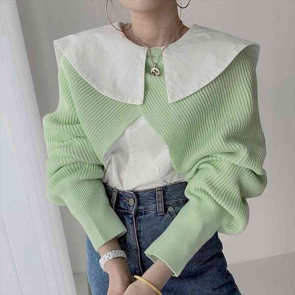 

[ewq] korea chic autumn casual trend women solid o neck irregular split fashion simple sweater knitted blouse 16e2313, White;black