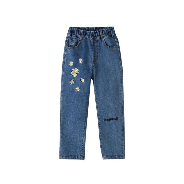 

girls jeans spring and autumn girls' trousers air children's pants for toddler girl 4 6 8 10 12 ages, Blue