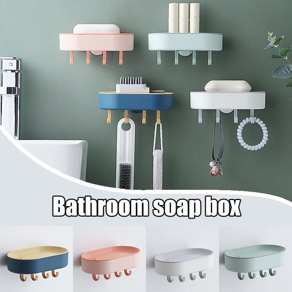 

soap dishes drain box multifunctional punch-wall hanging storage rack removable holder for bathroom kitchen home