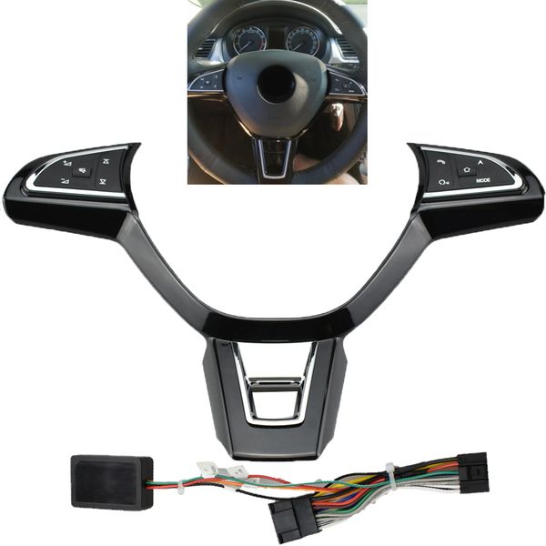 

steering wheel switch control audio channel and bluetooth with green backlight multifunctional button for skoda octavia 2014