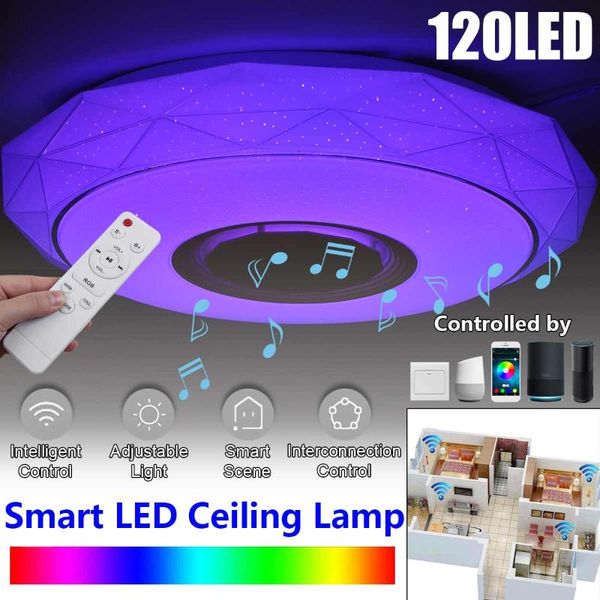 

ceiling lights 200w wifi modern rgb led light home lighting app bluetooth music bedroom smart lamp with google alexa