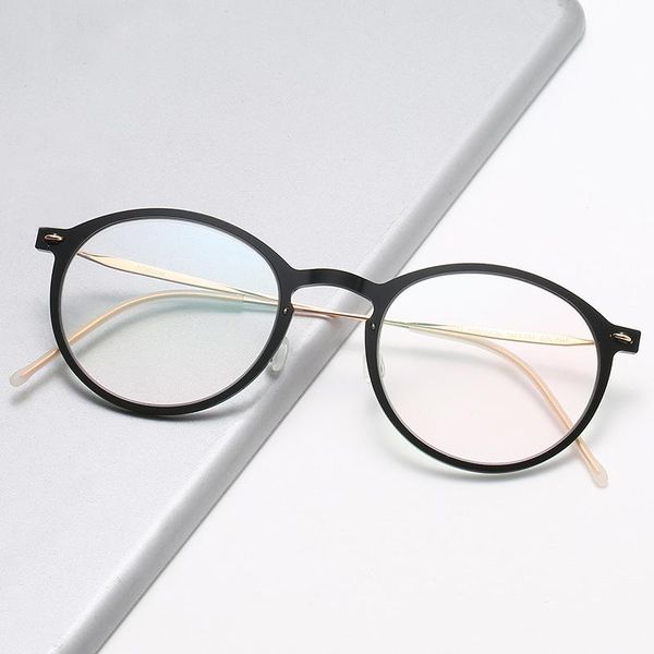 

lightweight titanium tr90 glasses frame men retro round myopia optical prescription eyeglasses brand vintage korean eyewear fashion sunglass, Black