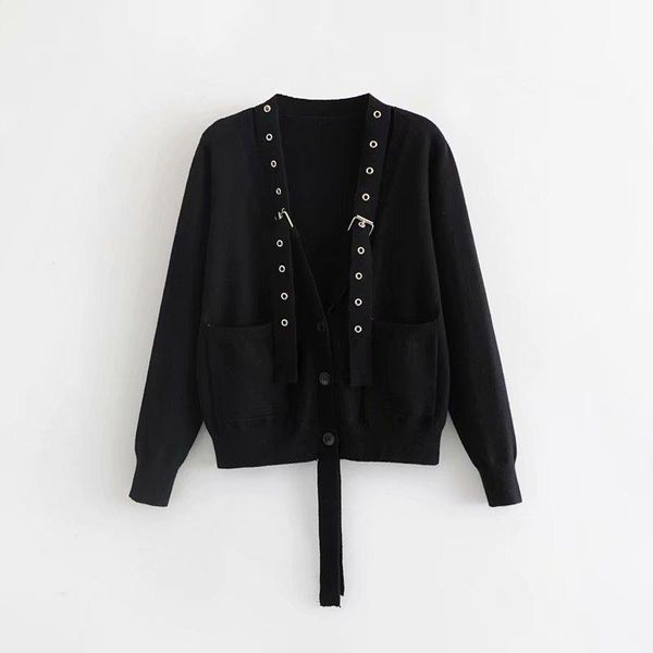 

women's sweaters asds vintage large-size knitted sweater short long-sleeve black shirt casual chic wxy52717, White;black