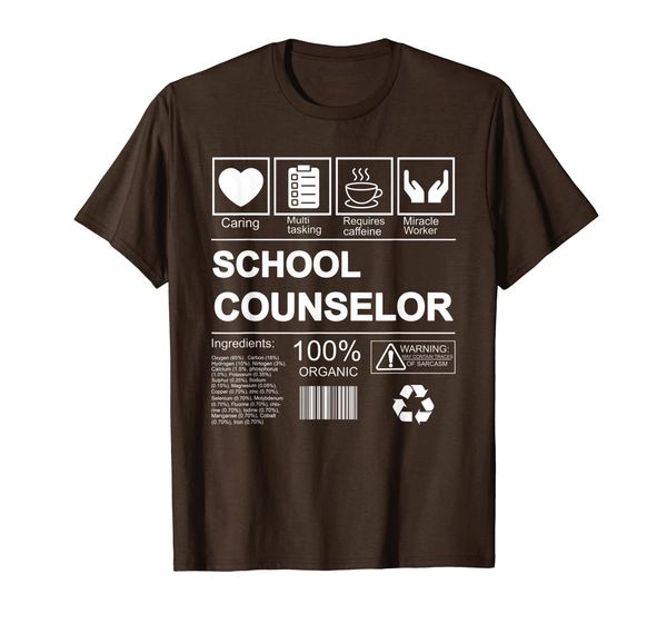 

school counselor 100% organic t-shirt, White;black