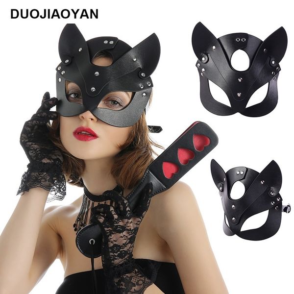 

suit creative leather cat and rabbit ear mask underwear accessories, Black;white