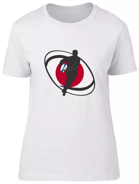 

japan rugby ladies womens fitted t-shirt, White;black