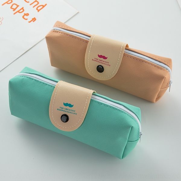 

uypt korean simple beard button pu large capacity student stationery pencil stationery bags pencil bag made to order