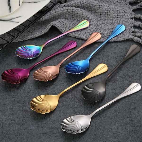 

flatware sets multicolor optional exquisite stainless steel coffee tea spoon dessert ice cream drinking beverages dinnerware