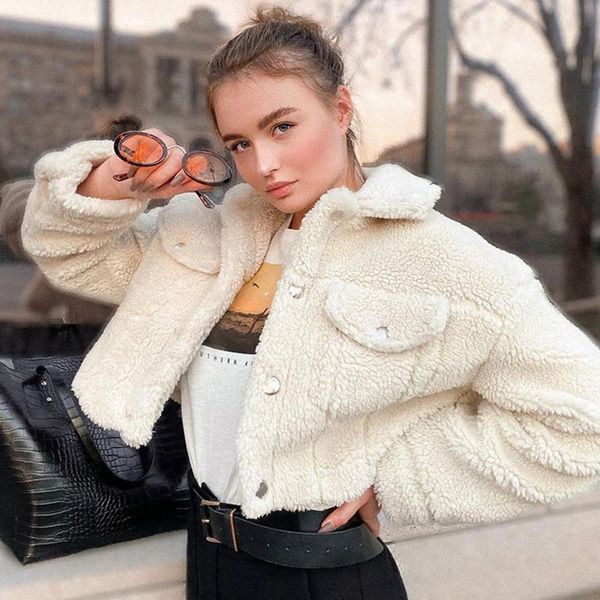

women's fur & faux zoki fashion design wool coat women causal packet jacket elegant outwear autumn turndown collar long sleeves clothes, Black
