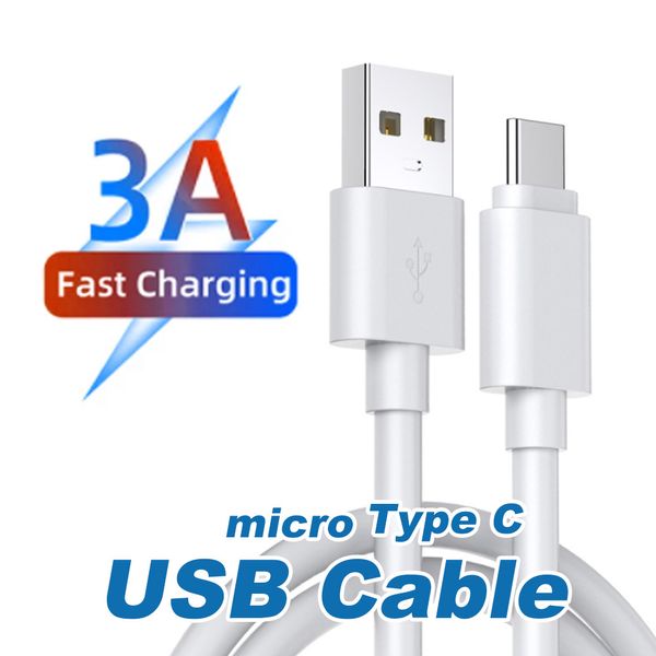 Micro USB Tipo C Cabos de Carregamento de Alta Velocidade 0.25m 1M 1.5m 2M Data Sync Caber Cable para telefone inteligente