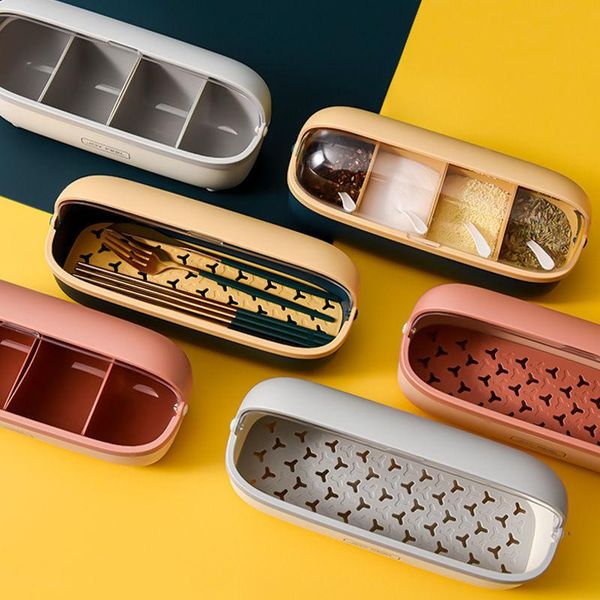 

storage bottles & jars seasoning box combination set four compartments one kitchen supplies salt shaker household daquan multiple with lid