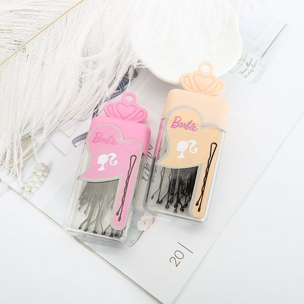 

hair accessories 20pcs/set black hairpins for girls in cartoon box clip wave style barrette, Slivery;white