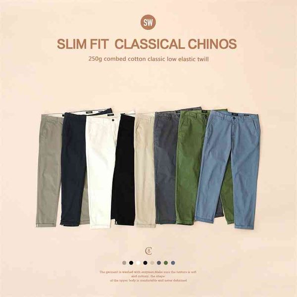

simwood spring summer new casual pants men cotton slim fit chinos fashion trousers male brand clothing plus size pant 482 210406, Black