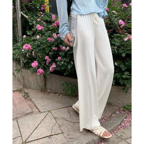

women's pants & capris simple soft casual loose wide leg elegant office ladies all match trousers 2021 summer fashion korean chic woman, Black;white