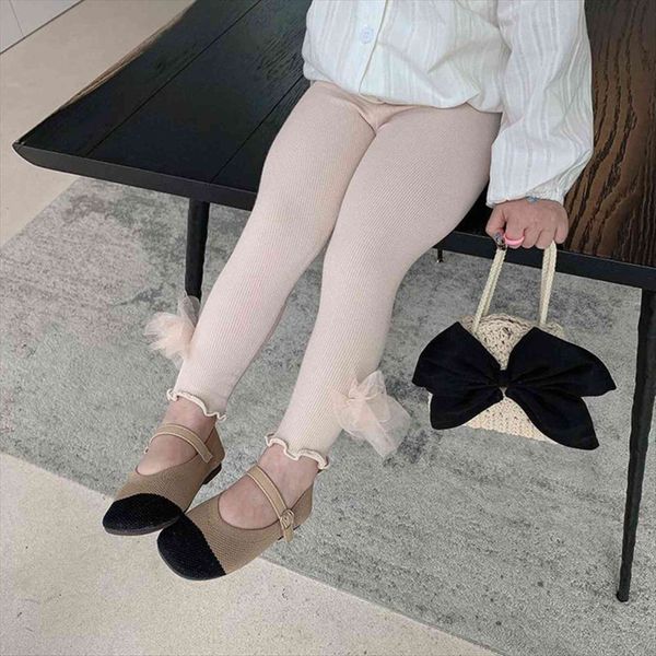 

girls fall and winter korean version leggings children slim wearing with bow tie casual baby clothing, Blue