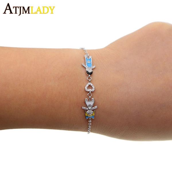 

charm bracelets 2021 vintage & bangles with cubic zirconia boy and girl heart chain link for women adjustable jewelry, Golden;silver