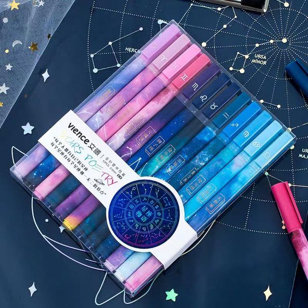 

12pcs/set constellation gel pen novelty 0.5mm starry black ink for gift student stationery school writing office supplies pens