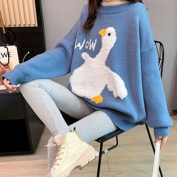 

women's sweaters female duck mesh sweater, school-themed cartoon women's clothing fluffy for autumn and winter i5ky, White;black