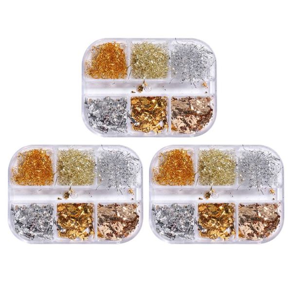 

nail art decorations 3 boxes stickers gold silver sequins manicure painting handicraft, Silver;gold