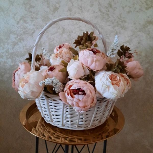 

decorative flowers & wreaths cyuan 1bunch european artificial peony silk fake wedding party home decoration diy flower bouquet wreath