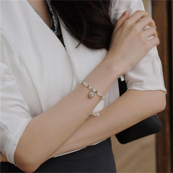 

link, chain girlfriends women jewelry accessories geometric zircon pendant opals charm bracelets bracelet wedding, Black
