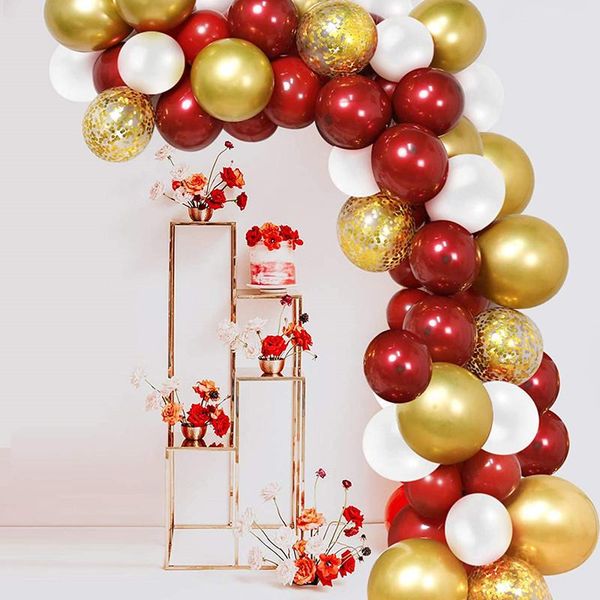 

party decoration 102pcs pomegran red balloon garland arch kit gold confetti transparent white for wedding birthday supplies
