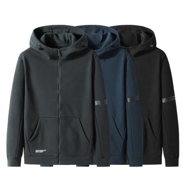 

men's jackets 2021 jacket autumn winter sports plus size cardigan sweater extra large fleece loose hooded brand wear, Black;brown