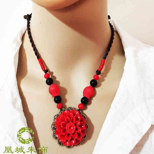 

chinese style products huangcheng zhushi women's short necklace national pendant dance decoration spring and summer clothing