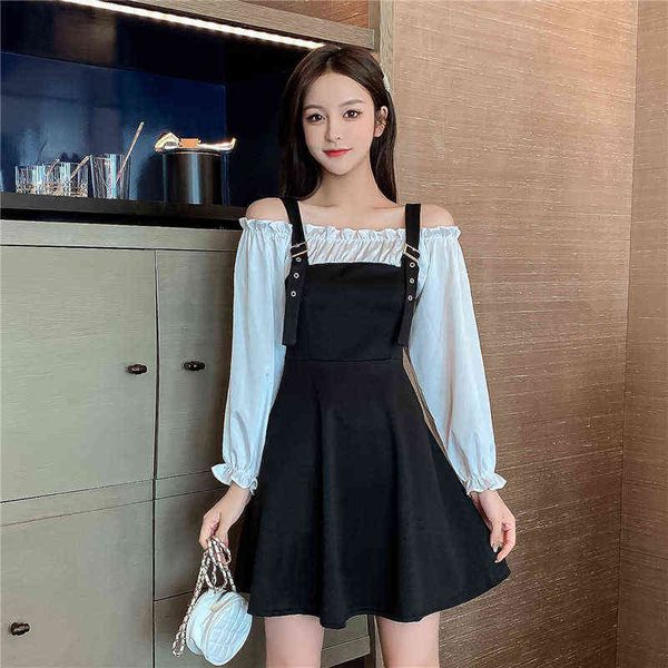 

luxury dress spring and autumn black show thin temperament hepburn style bubble sleeve french minority skirt, Black;gray