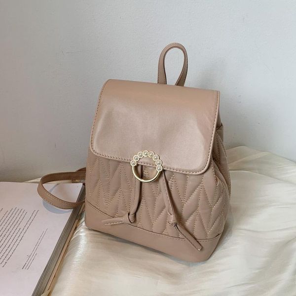 

backpack style thread women school bags for teenage girls big capacity drawstring design travel backpacks pu leather shoulder