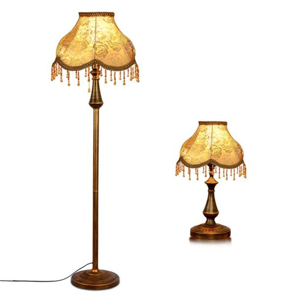 

european court fabric floor lamps living room sofa luxury retro led vertical ins bedroom standing lights study fixtures