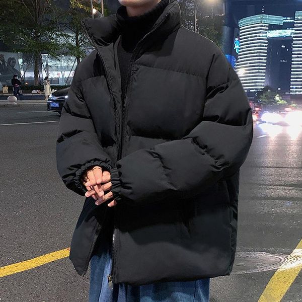 

men's down & parkas 2021 winter thick warm jacket men streetwear fashion parka windbreaker stand collar coat oversized padded outerwear, Black