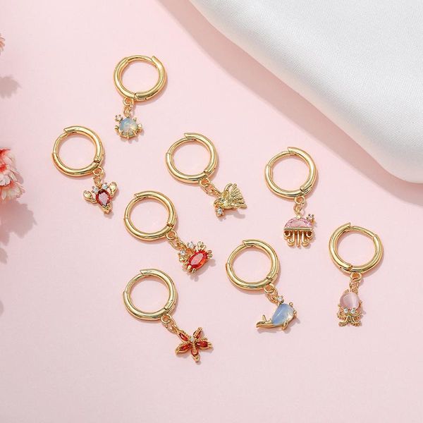 

dangle & chandelier 2021 arrival 14k real plated cute jellyfish drop earrings for women crystal ocean animal, Silver
