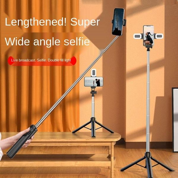 

dual seats fill lights selfie stick bluetooth anti-shake stabilization mini tripod live broadcast stand portable phone holder monopods