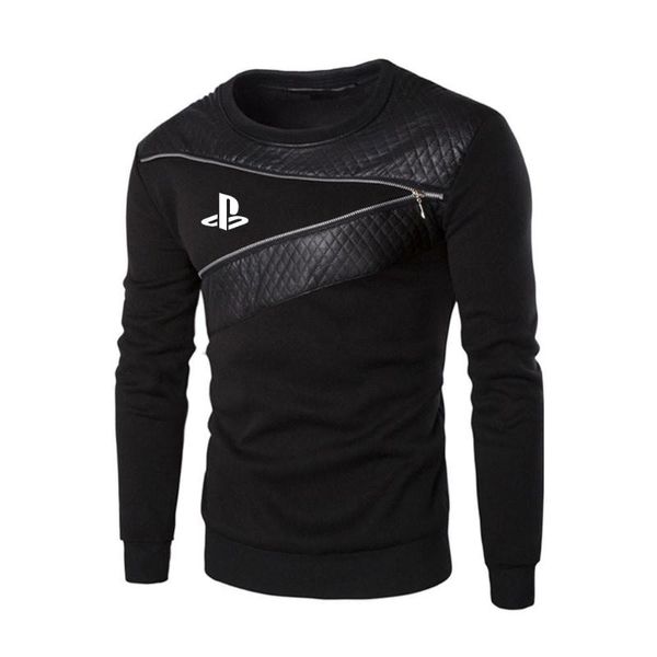 

men's hoodies & sweatshirts 2021 playstation spring autumn print comfortable round neck patchwork fashion wild leisure fitness, Black