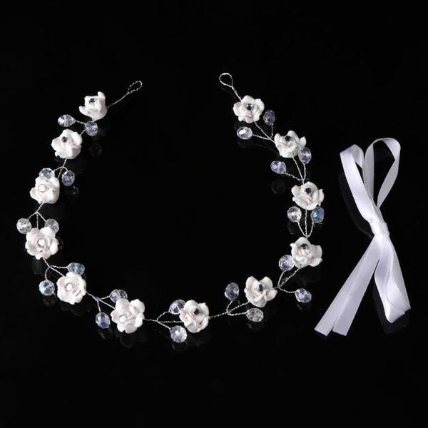 

hair clips & barrettes po s bride band headband white polymer clay flowers wedding floral women jewelry, Golden;silver