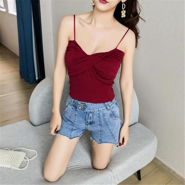 

women sleeveless camis vest camisole bralette bustier shirt summer streetwear short tee beachwear haut femme 210520, White