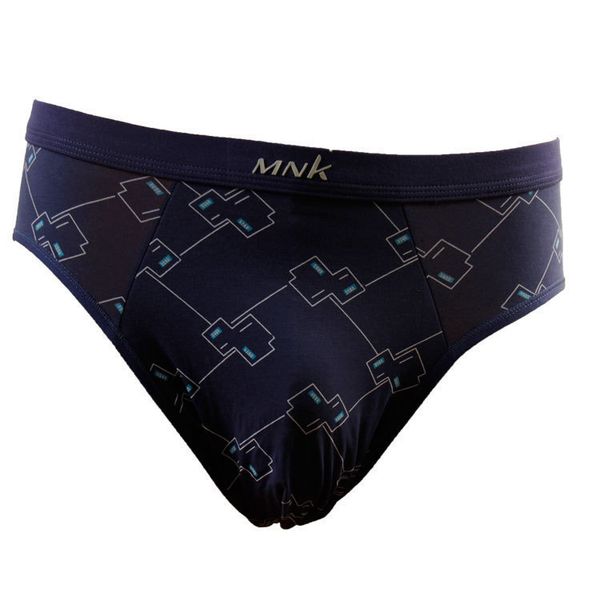 

sanua boxed underwear lycra elastic cotton middle waist printing men's briefs 2 pack 32340, Black;white