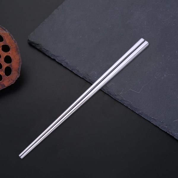 

chopsticks 1 pair 304 stainless steel square tail reusable metal polished for home (silver)