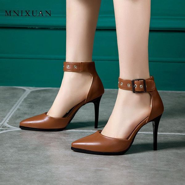

women sandals original high heels ankle buckle strap covered toe pole dance ladies gladiator brown shoes, Black