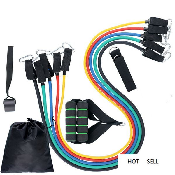 

new 11pcs resistance bands set yoga exercise fitness band rubber loop tube bands gym fitness exercise pilates yoga brick