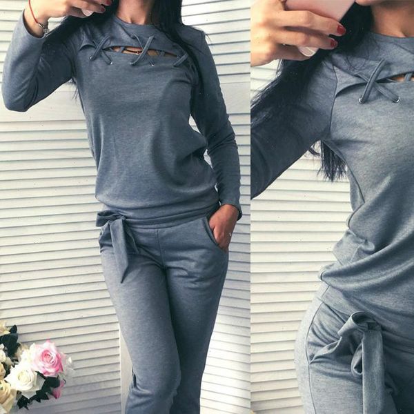 

winter tracksuit set women tracksuits sweatshirt pants suit 2 piece pant clothing warm conjuntos de mujer, Gray