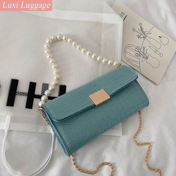 

evening bags fashion chain small handbags for women crocodile pattern leather ladies baguette shoulder vintage female armpit purse bag