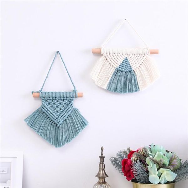 

decorative objects & figurines nordic handmade woven macrame bohemian semicircular wall hanging tapestry with tassels for kids room nursery