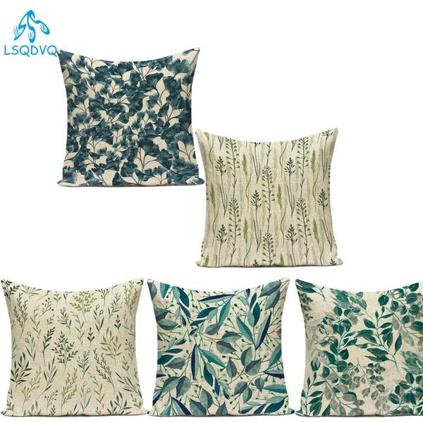 

cushion/decorative pillow polyester decorative throw pillows case tropical green leaf plant leaves sofa home living room almofadas cushion c