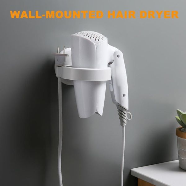 Badezimmer-Aufbewahrungsorganisation, ABS, praktischer Wand-Haartrockner-Halter, kein Stanzen, Haartrockner-Organizer, langlebiges Regal