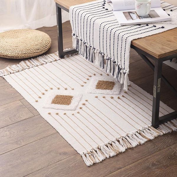 

cotton tufting rug chic nordic neat geometric carpet living room bed side decoration floor mat door mats rugs el home decor carpets