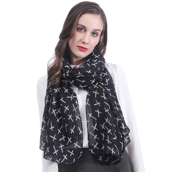 

scarves cross print women's large size scarf shawl wrap, Blue;gray