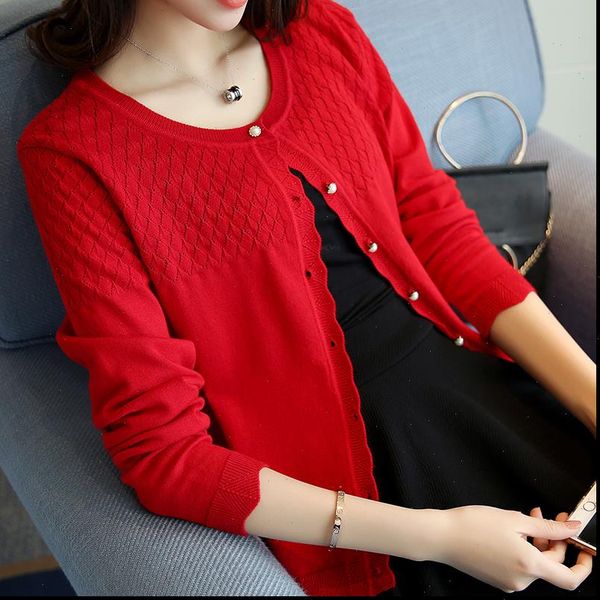 

short sleeved knit cardigan women sweater fall pure dress lace blouse coat pearl button drop, White;black