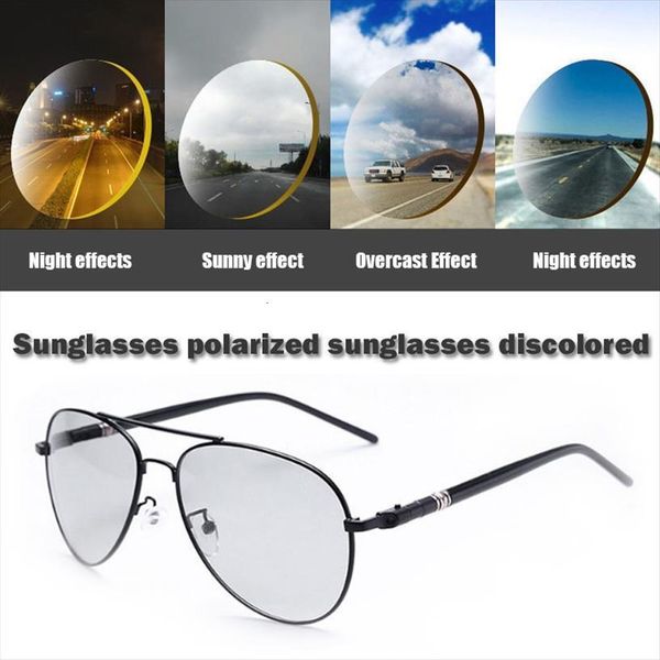 

Mens Photochromic Polarized Sunglasses For Men Women Driving Pilot Chameleon Vintage Sun Glasses Day Night Vision, White;black